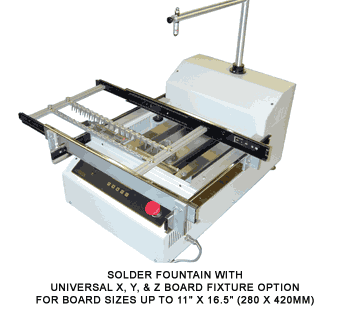 Solder Fountain with Universal X, Y, & Z Board Fixture option